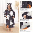 thumbnail image 3 of FORMRS Wearable Blanket Hoodie with Sleeves for Kids Cozy Flannel Sweatshirt, White Halloween Ghosts, 3 of 7