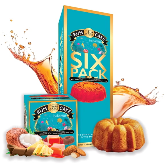 Mixed flavors rum cake 4 oz six pack