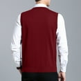 thumbnail image 4 of Kureaily Men's Wool Blend V Neck Knit Cardigan Vest Wool Sweater Colour Blocking Casual Versatile Sleeveless Shirt Vest, 4 of 7