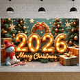 thumbnail image 2 of Festive Design Merry Christmas Banner Holiday Decoration Gold Light Up 2026 Banner for Christmas Party Celebration Indoor Decor, 2 of 9
