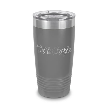

We the people Tumbler 20 oz - Laser Engraved w/ Clear Lid - Stainless Steel - Vacuum Insulated - Double Walled - Travel Mug - preamble us constitution - Gray