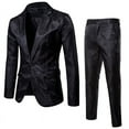 thumbnail image 1 of Traje de hombre con solapa de un botón y cara brillante con estampado oscuro para discoteca de otoño, 1 of 1