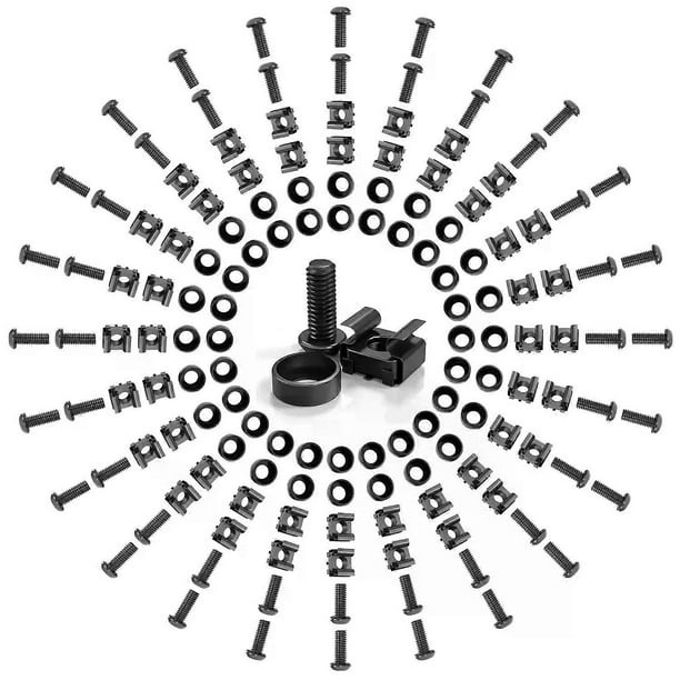 50 PACK M6 x 16mm Rack Mount Cage Nuts Screws and Washers for Rack ...