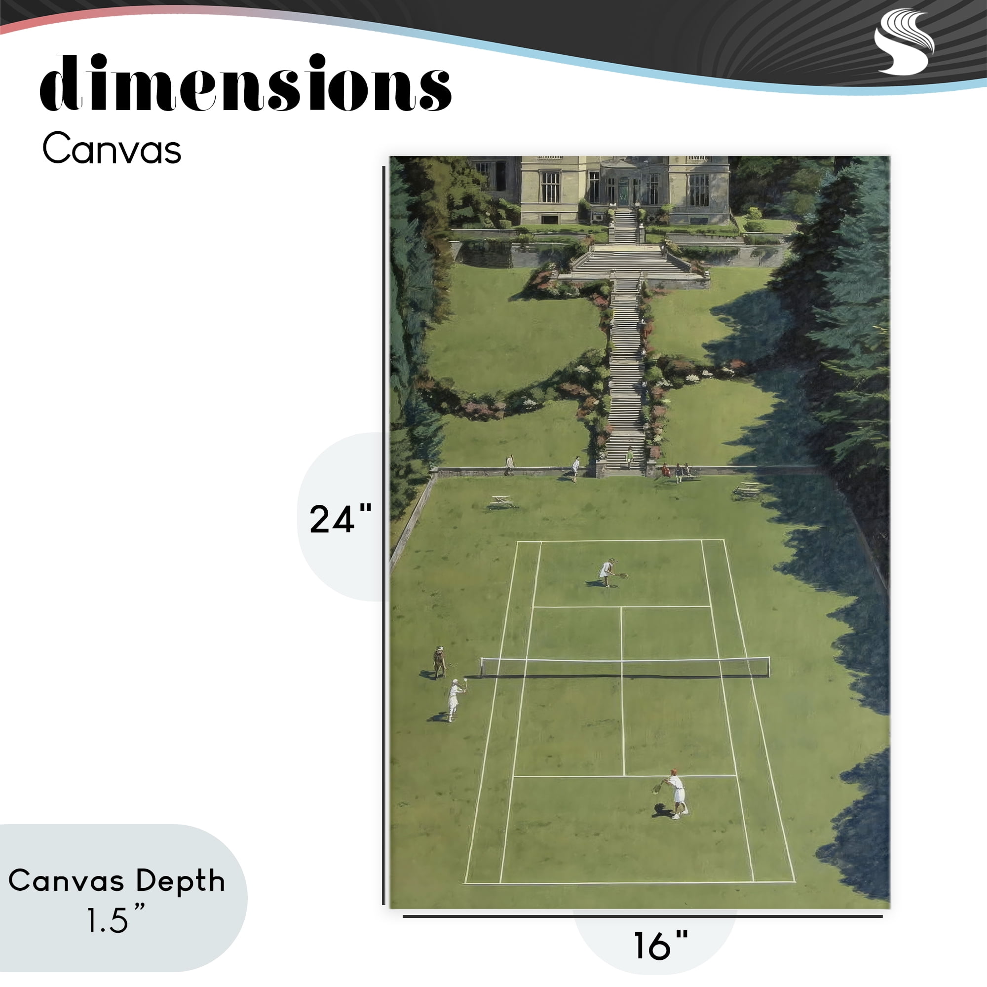 Stupell Industries Tennis Court at Mansion Canvas Wall Art, design by Petal Prints Design