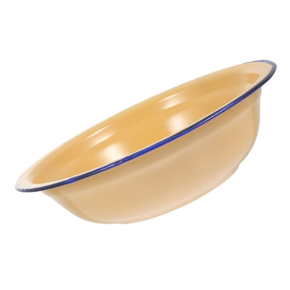 OUNONA Enamel Basin for Kitchen and Bathroom Thickened Enamelware for Vegetables Dishes Multi-Purpose Vintage Enamel Bowl for Home Use