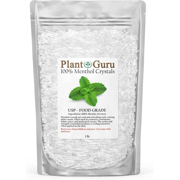 Menthol Crystals 1 lb. Bulk - Mentha Arvensis 100% Pure Natural Organic USP Food Grade - Great For Cosmetics, Salves, Balms, Creams and Soap Making.