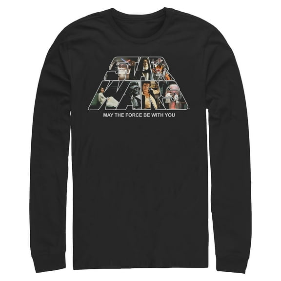 Mens Star Wars May the Force Be With You Bold Logo Long Sleeve Shirt