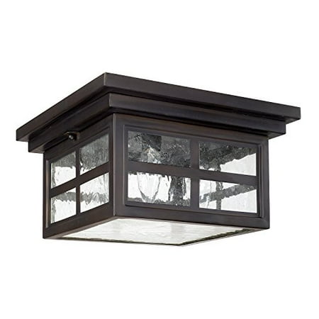 Brushed Old Bronze Finish Capital Lighting 9917OB Preston - Three Light Square Outdoor Flush Mount, Old Bronze Finish with Antique Glass ()