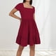 thumbnail image 2 of Vestido de playa con cuello cuadrado para mujer: corte A plisado, cuello cuadrado, ligero, informal/vacaciones, tejido transpirable., 2 of 4