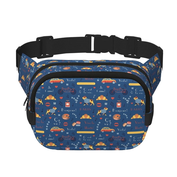Disketp French Bulldog Dog In Beret Riñonera de Doble Capa, Bolsa de Cintura Ajustable para Viajes, Correr y Senderismo, Riñonera Ligera para Hombre y Mujer
