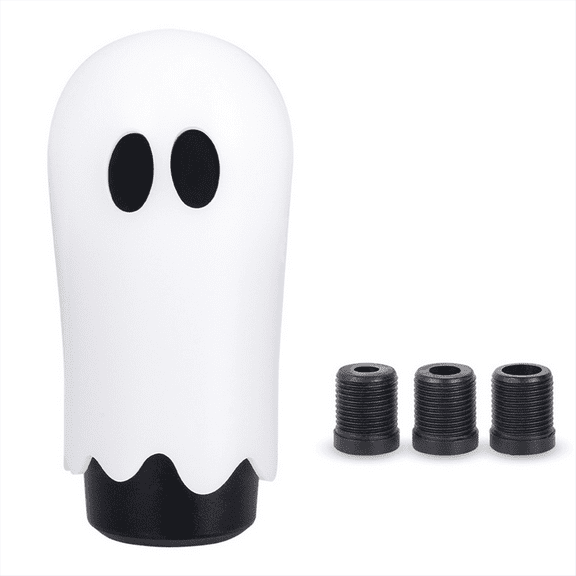 Car Gear Shift Knob Halloween Style Ghost Shift Knob with 3 Adapters M8/10/12 Personalized Creativity Car Decoration A,1 x Gear Shift Knob,White