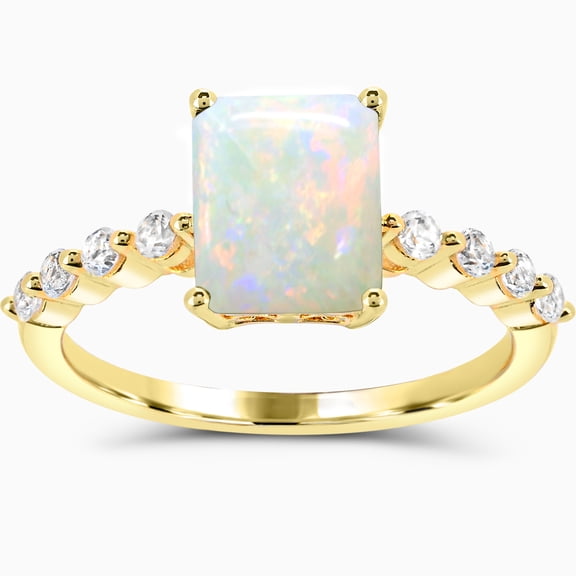 Auriga Fine Jewelry 10K Yellow Gold Ethiopian Opal and Diamond 0.15ct Ring for Women