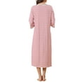 thumbnail image 3 of INSPIRE CHIC Women's Zip Front Striped Robe 3/4 Sleeve Long Bathrobe House Dress Pajama L Pink, 3 of 5