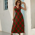 thumbnail image 3 of Maxi Dress Green Red Plaid Dress Checkerboard Trendy V Neck Design Bohemia Long Dresses Casual Oversized Vestido, 3 of 7