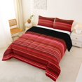 thumbnail image 3 of Castle Fairy Retro Horizontal Stripe Queen Comforter Set 3 Pieces,Mid Century Thin Line Comforter Sets Queen,Rust Crimson Blush,Reversible,1 Comforter and 2 Pillowcases, 3 of 6