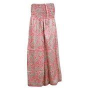 Mogul Women's Vintage Long Skirts Pink Silk Sari Swirling Divided Maxi Skirt