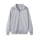 thumbnail image 1 of Heavyweight solid color stand-up collar zip-up cardigan jacket for men, autumn fashion, simple sporty casual double zip-up sweatshirt, 1 of 4