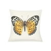 Pal Fabric Blended Linen Flower Square 18x18 Yellow Butterfly Pillow Cover