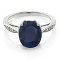 thumbnail image 2 of Gem Stone King 14K White Gold Blue Sapphire and White Diamond Ring for Women (3.04 Cttw, Oval 10X8MM, Gemstone Birthstone, Available in Size 5, 6, 7, 8, 9), 2 of 4