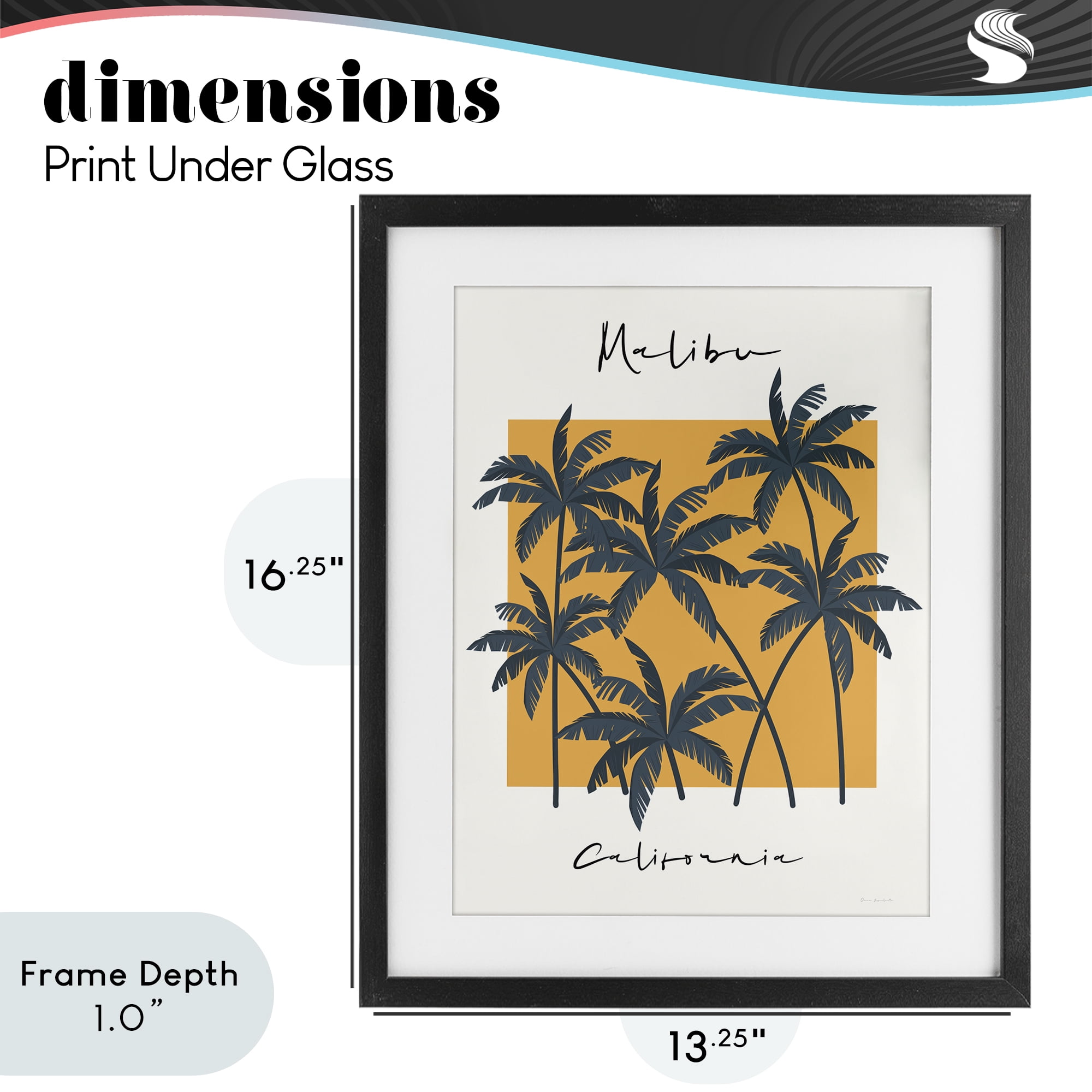 Stupell Industries Malibu Retro Vibe Black Framed Print Under Glass, design by Omar Escalante