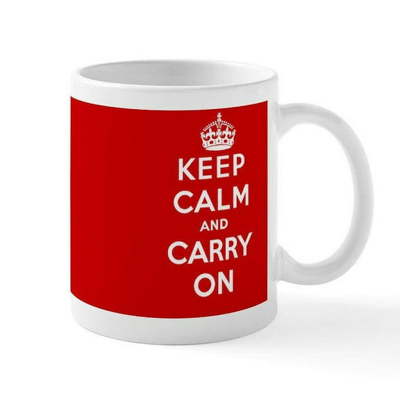 CafePress - Keep Calm And Carry On Mug - 11 oz Ceramic Mug - Novelty Coffee Tea Cup
