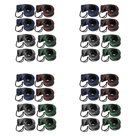 32Pcs Fishing Rod Sleeve Sock Fishing Rod Cover Scalable Braided Mesh Rod Sleeve Fishing Tools Accessories with Lanyard