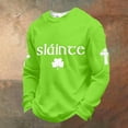 thumbnail image 2 of Dwelliawo St. Patricks Day Shirts for Men Graphic Waffle Knit Long Sleeve Shirts Plus Size Saint Patrick's Celtic Cross Flag Four Leaf Clover Printed Tees Crewneck Outfit Fluorescent Green S, 2 of 5