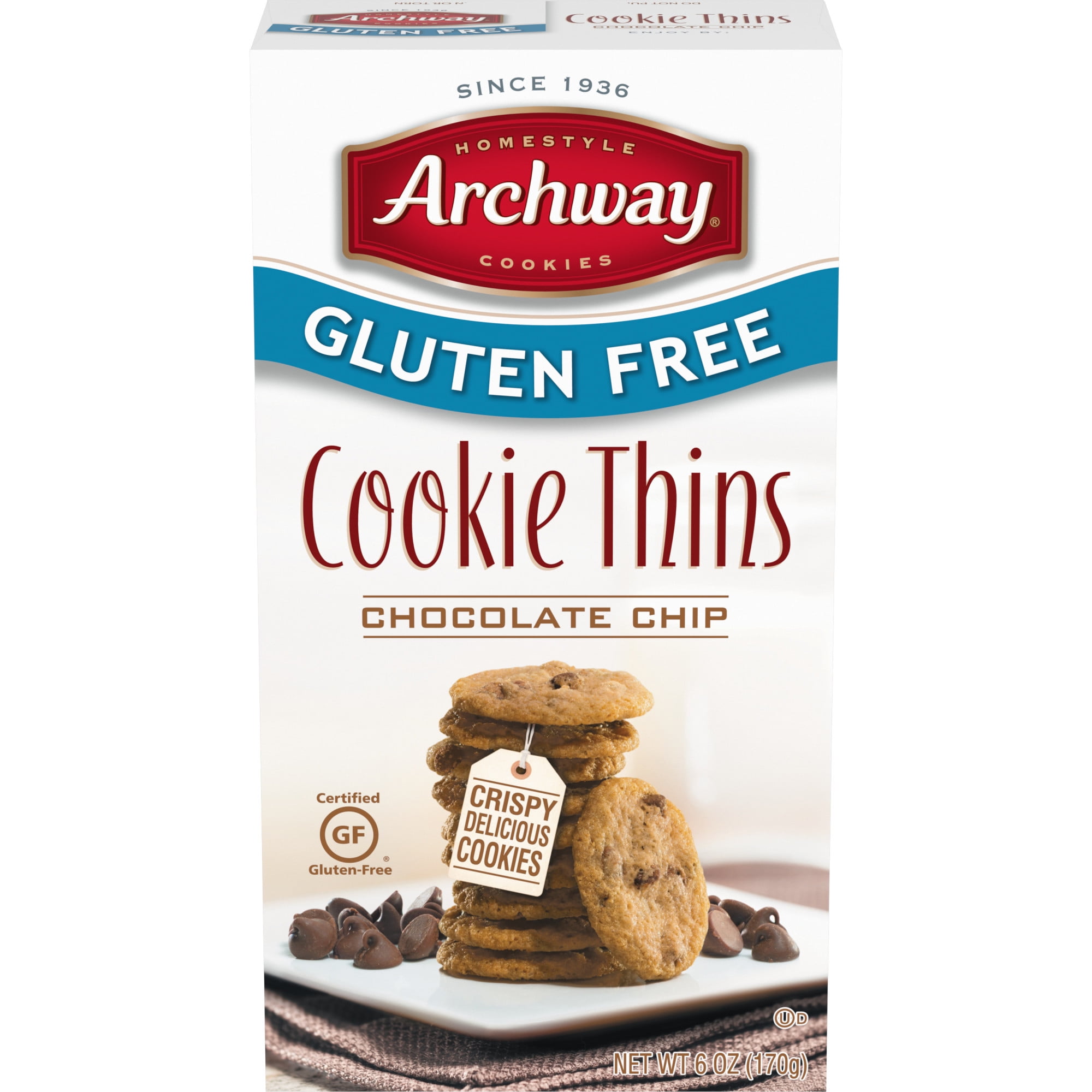 Archway Gluten Free Cookies, Chocolate Chip Cookie Thins, 6 oz