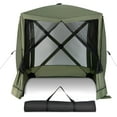 thumbnail image 1 of Costway Carpa plegable de 4 paneles para acampar, de montaje rápido, con 2 toldos parasol, color verde, 1 of 4