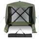 thumbnail image 1 of Costway Carpa plegable de 4 paneles para acampar, de montaje rápido, con 2 toldos parasol, color verde, 1 of 4