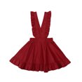 thumbnail image 2 of Douhoow Toddler Girls Ruffle Suspender Skirt Solid Color Sleeveless Backless Dress, 2 of 8