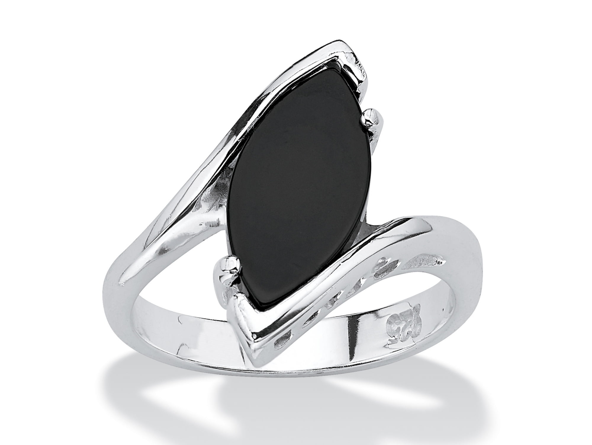 Marquise-Shaped Genuine Onyx Sterling Silver Classic Ring