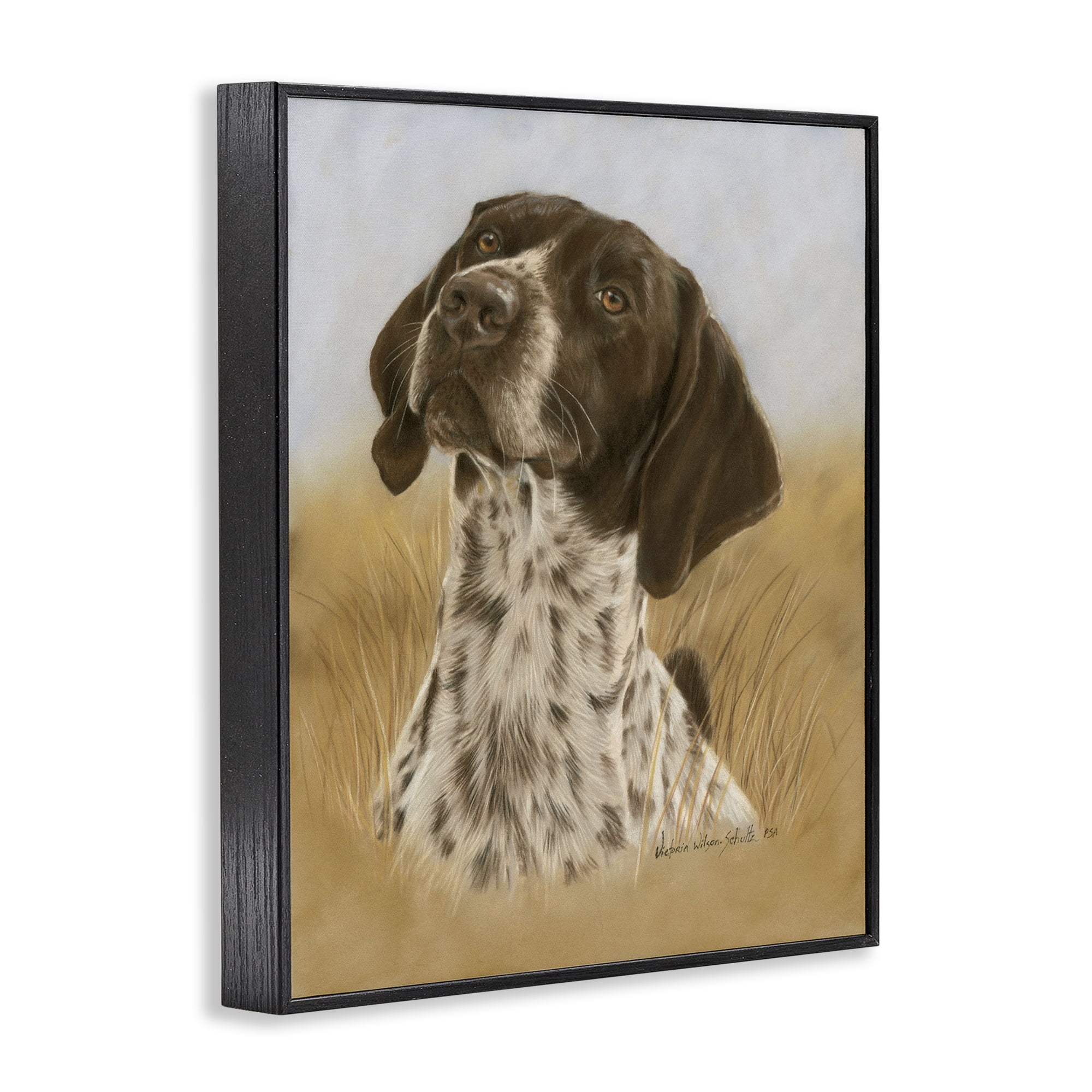 Stupell Industries Pointer Hunting Dog Animals & Insects Painting Black Framed Art Print Wall Art, 24 x 30