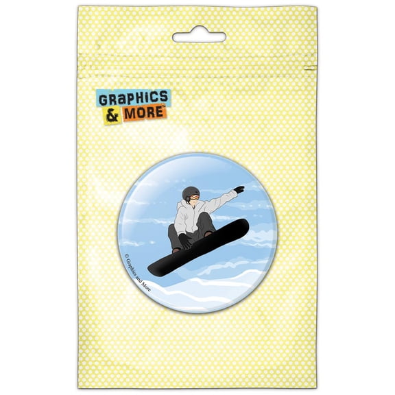 Snowboarder Jumping Snowboarding Pinback Button Pin Badge