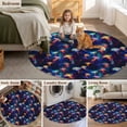 thumbnail image 6 of Dream Jellyfish Round Living Room Rugs 6 ft, Colorful Starry Sky Deep Sea Ocean Washable Area Rug with Non-Slip Sturdy Edge Binding Round Carpet for Kitchen Office Bedroom, 6 of 9