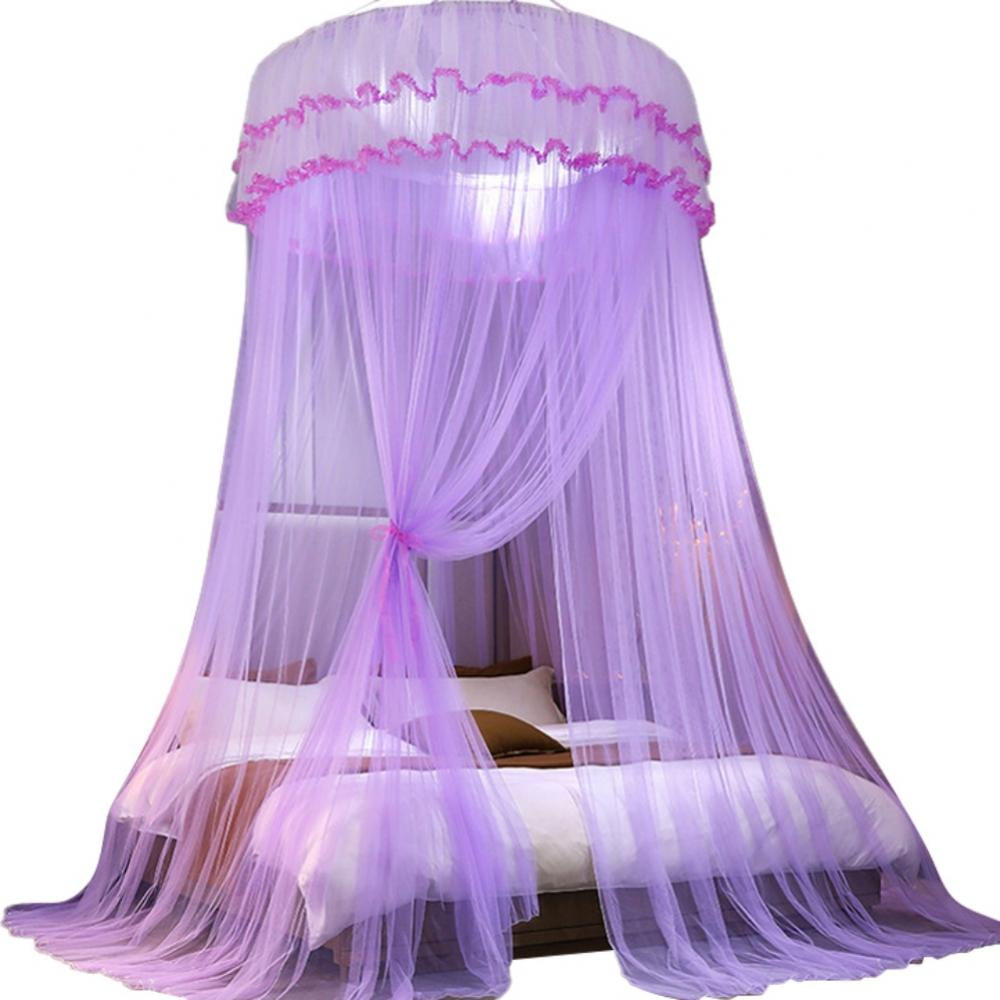 Luxury Ultra Large Mosquito Net for Single to King Size Bed Canopy | Easy to Install - 50D, 3 Openings,Fire Retardant Fabric,fits most high ceiling,Purple