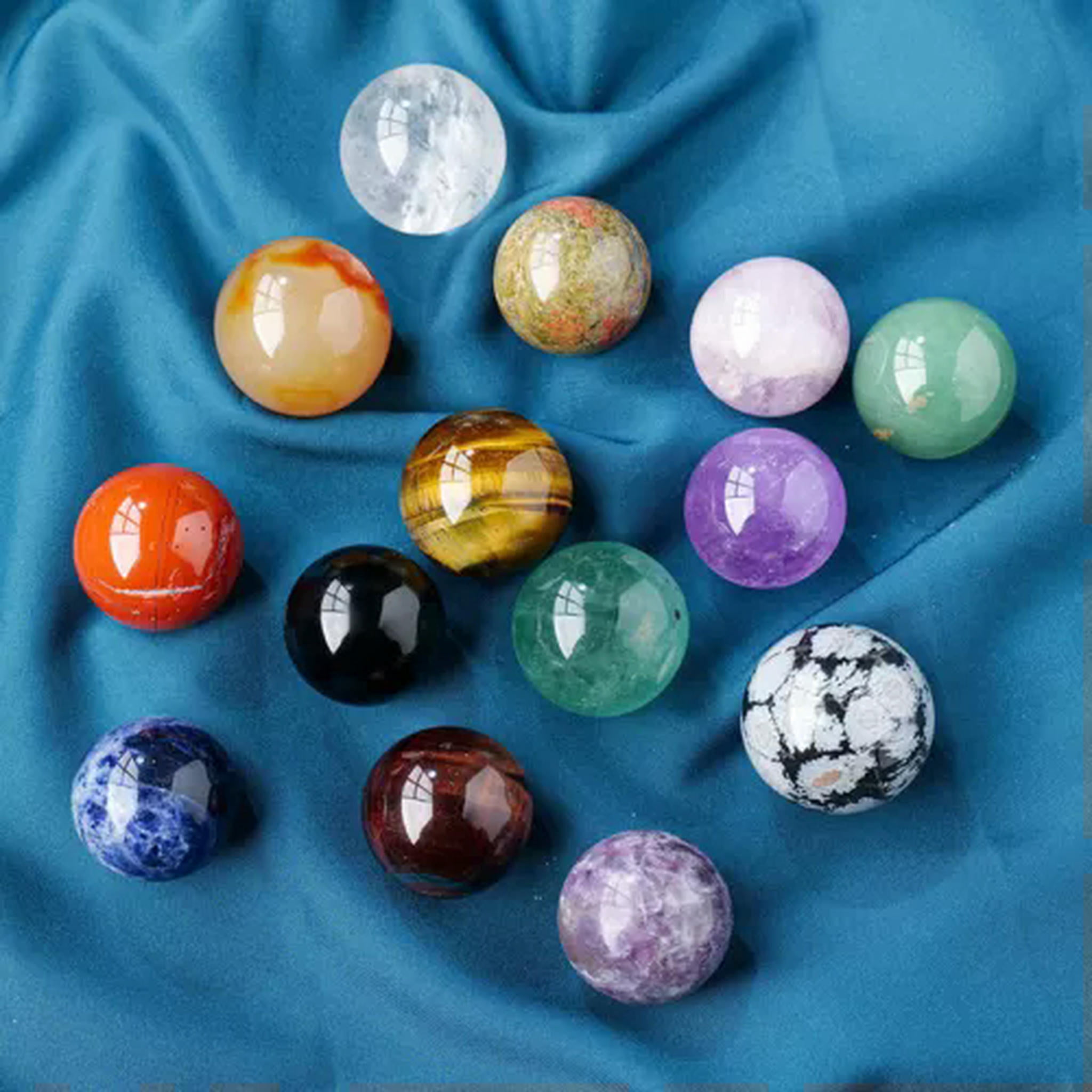 EOEMY Wholesale Mixed Natural Quartz Crystal Sphere Reiki Healing Energy Beads-10mm-50Pcs