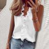 thumbnail image 1 of Débardeurs pour Femmes Athletic Works Chemise Décontractée Unie à Col à Volants Manches Longues Blouse Sans Manches Col en V, 1 of 9