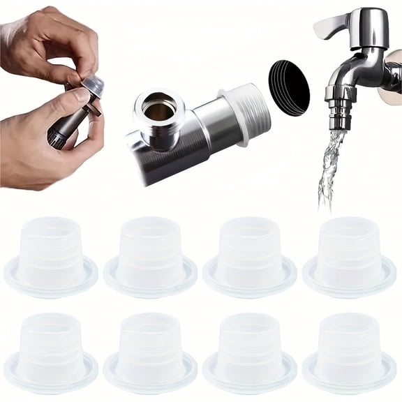 10 Pack Silicone Faucet Washers, Universal Leak Proof Sealing Gaskets Alternative to Teflon Tape, Thickened Reusable Rubber O Rings for Kitchen Bathroom Tap Hose Connection Repair, White