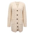 thumbnail image 4 of CEHVOM Femmes Décontracté à Rayures Patchwork Long Cardigan Hauts Manteau, 4 of 7