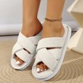 thumbnail image 3 of Iyufng Womens Criss Cross Strap Textile Slippers Soft Comfortable Open Toe Flat Warm Cozy Casual Indoor House Slide Sandals, 3 of 7