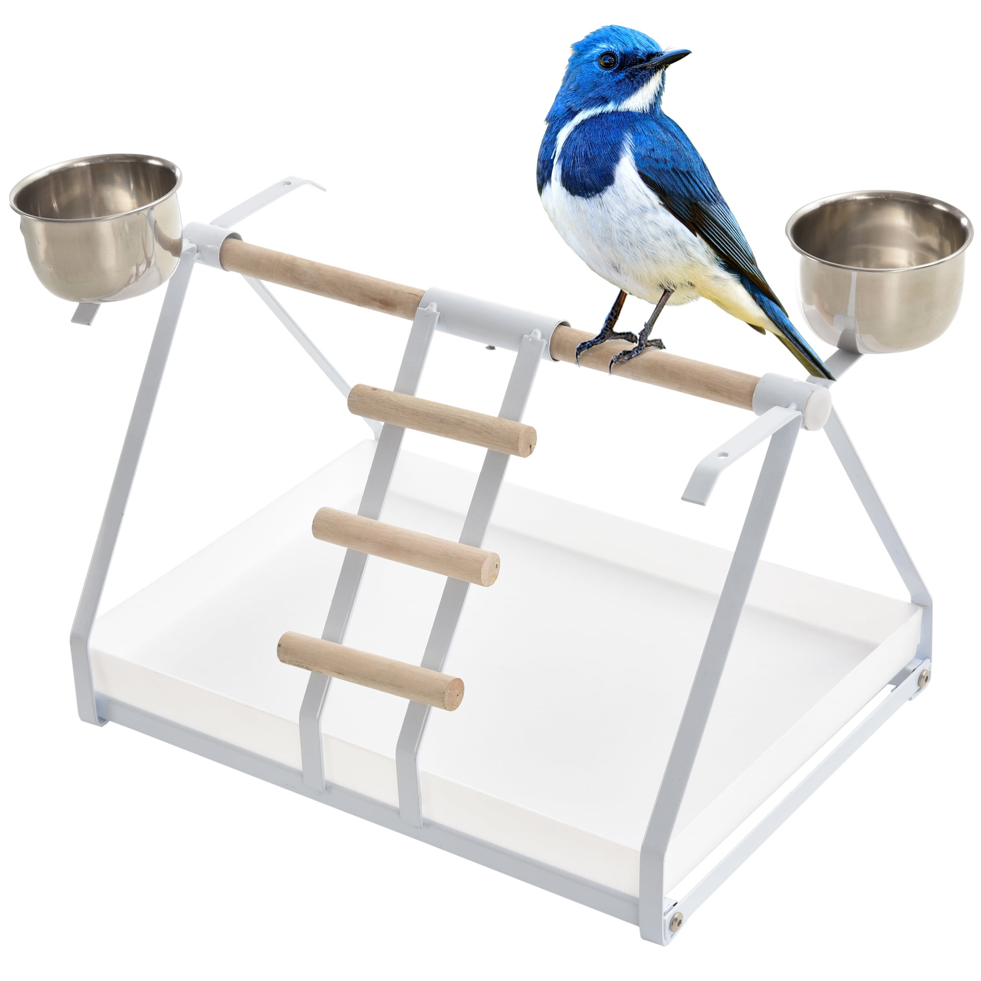 PawHut Portable Bird Play Perch Stand with Wooden Perch, Stainless