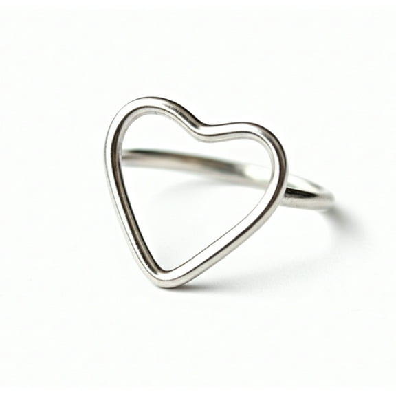 Open Heart Ring, 925 Solid Sterling Silver Minimalist Love Design