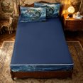 thumbnail image 4 of Erosebridal Rustic Blue Green Bass Fish Zipper Twin Comforter Sets with Fitted Sheet and 2 Pillowcases for Boys Men, Ocean Wave Print Zipper Bedding Set, Navy Reversible, 4-Piece, 4 of 7