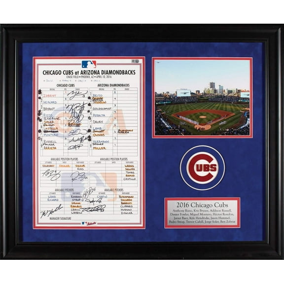 2016 Chicago Cubs World Series Champs Team-Signed Game Used Lineup Card MLB Auth