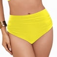 thumbnail image 4 of mgoYE High Waisted Bikini Bottoms Women’s High Waisted Full Ruched Bikini Swim Bottoms Tummy Control Full Coverage Swimsuit Bottoms(Yellow,XL), 4 of 9