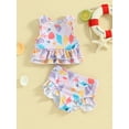 thumbnail image 3 of Musuos Toddler Girl's Summer Two-piece Swimsuit 3M 6M 12M 2Y 3Y Starfish Print Sleeveless Crewneck Ruffled Tank Tops with Shorts Set, 3 of 10