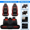 thumbnail image 5 of Car Seat Covers for INFINITI 5 Seats, Premium Pu Leather Cushion Protector with Pillow Front Rear Seat Full Set for Q50 JX35 M37 M35 M45 G20 I30 Black+Red, 5 of 16