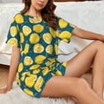 thumbnail image 4 of Fotbe Lemon Print Pajama Set for Women 2 Piece Loungewear Short Sleeve Tops and Shorts Set Soft Sleepwear-Medium, 4 of 7