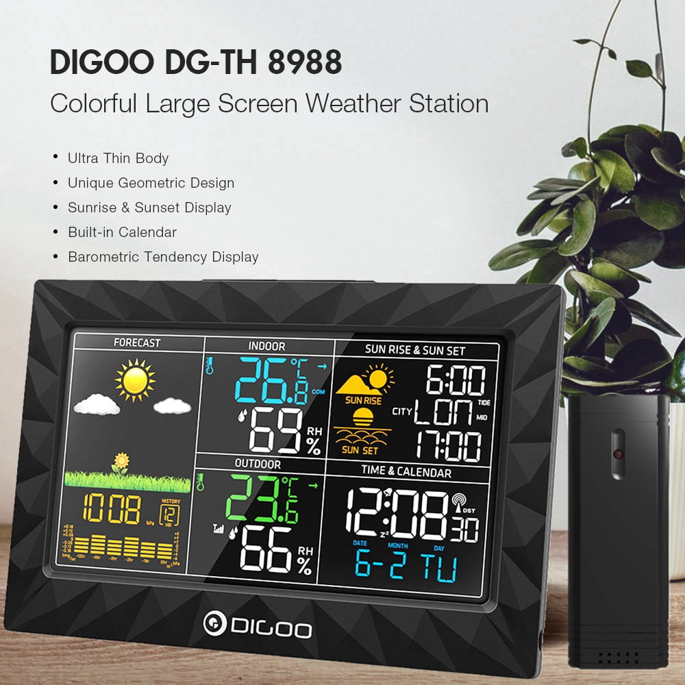 DIGOO DG-TH8988 Colorful Large Screen Weather Station Thin Body Geometric